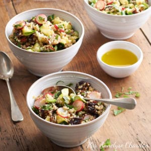 Huiles et olives, taboulé boulgour quinoa radis pruneaux menthe persil