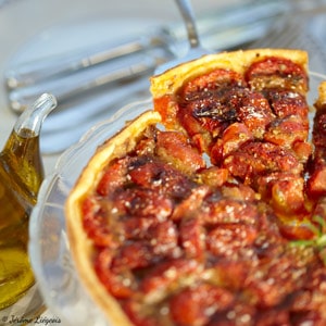 huiles et olives, tarte aubergine tomate