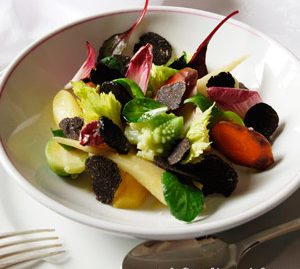 huiles et olives, bouquet de légumes d'hiver, vinaigrette à la truffe