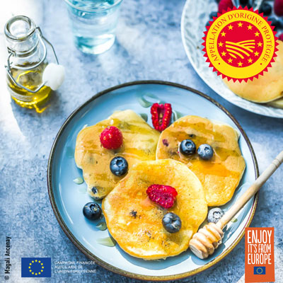 huiles et olives, recette, pancake aux myrtilles à l'huile d'olive