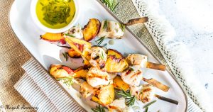 Recette brochette poulet pêche huile d'olive goût intense barbecue facebook