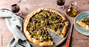 huiles et olives, recettes, Pissaladière aux poireaux