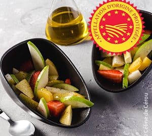 recette de salade de fruits à l'huile d'olive de Nyons AOP