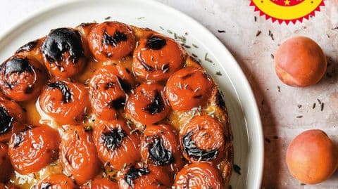 huiles et olives, recettes, tarte tatin abricot lavande