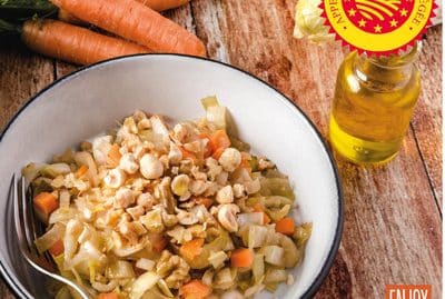 recette wok d'endive, carotte, noix, huile d'olive d'aix en provence AOP