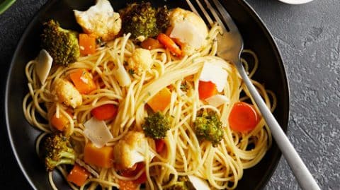 Huiles et olives, recettes, spaghetti aux légumes d'hiver