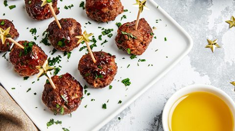 huiles et olives, recette de billes de boeuf poivrées