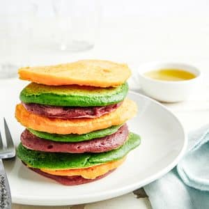 huiles et olives, recette de pancakes colorés aux légumes, huile d'olive de Nyons AOP