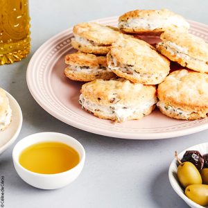 huiles et olives, recette de scones au laguiole et olives noires ou vertes