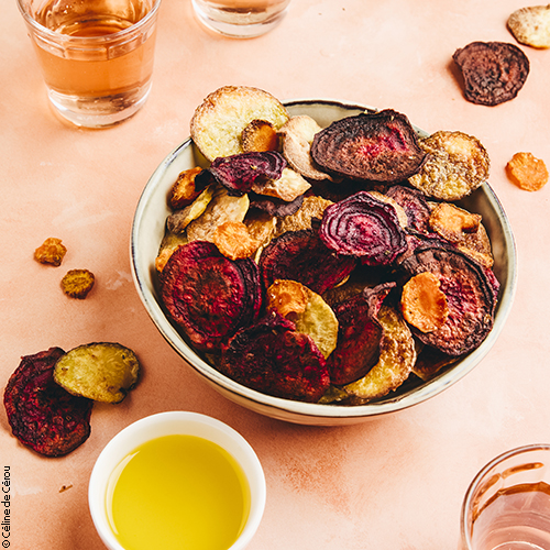 Recette de chips de légumes maison au four et à l'huile d'olive