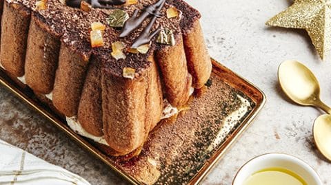 recette de bûche tiramisu café, cardamome, orange, huile d'olive