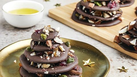 Recette de Sapin mendiant chocolat-huile d’olive & Fruits secs
