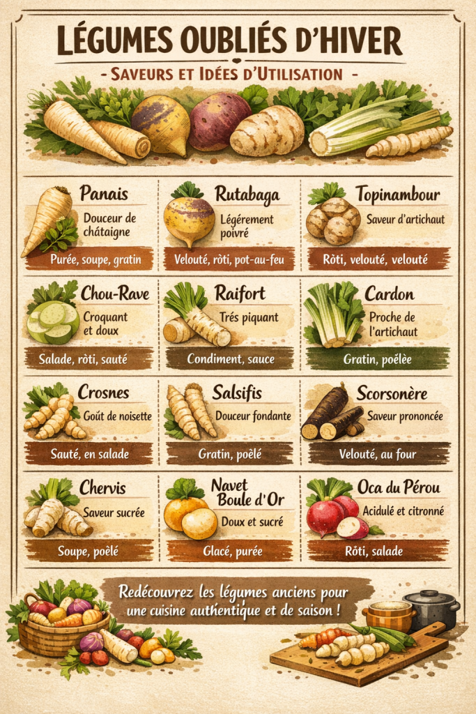 Légumes d'hiver saveurs et utilisations (image crée par IA)