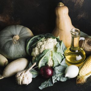 Légumes d'hiver et huile d'olive
