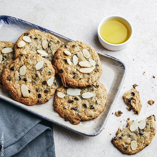 recette de cookies sans gluten chocolat-huile d’olive de Provence - olives maturées AOP