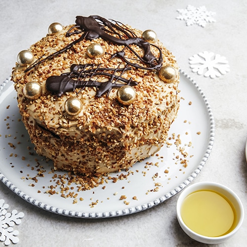 recette de Layer cake noisette & café, huile d'olive d'Aix-en-Provence olives maturées AOP