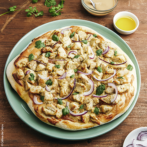 recette de Pizza poulet sauce satay & cacahuètes
