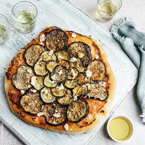 recette de pizza végétarienne rôtie, huile d'olive de Provence AOP