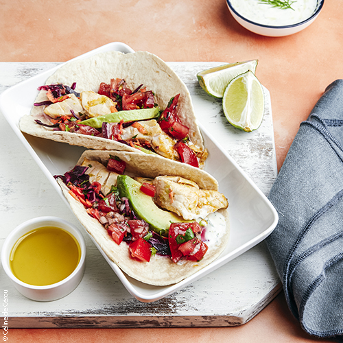recette de Tacos de poisson façon street-food premium, huile d'olive de France goût intense