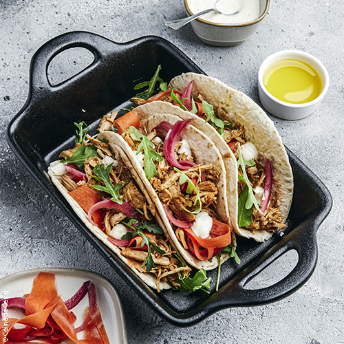 recette de Tacos de porc effiloché méditerranéen